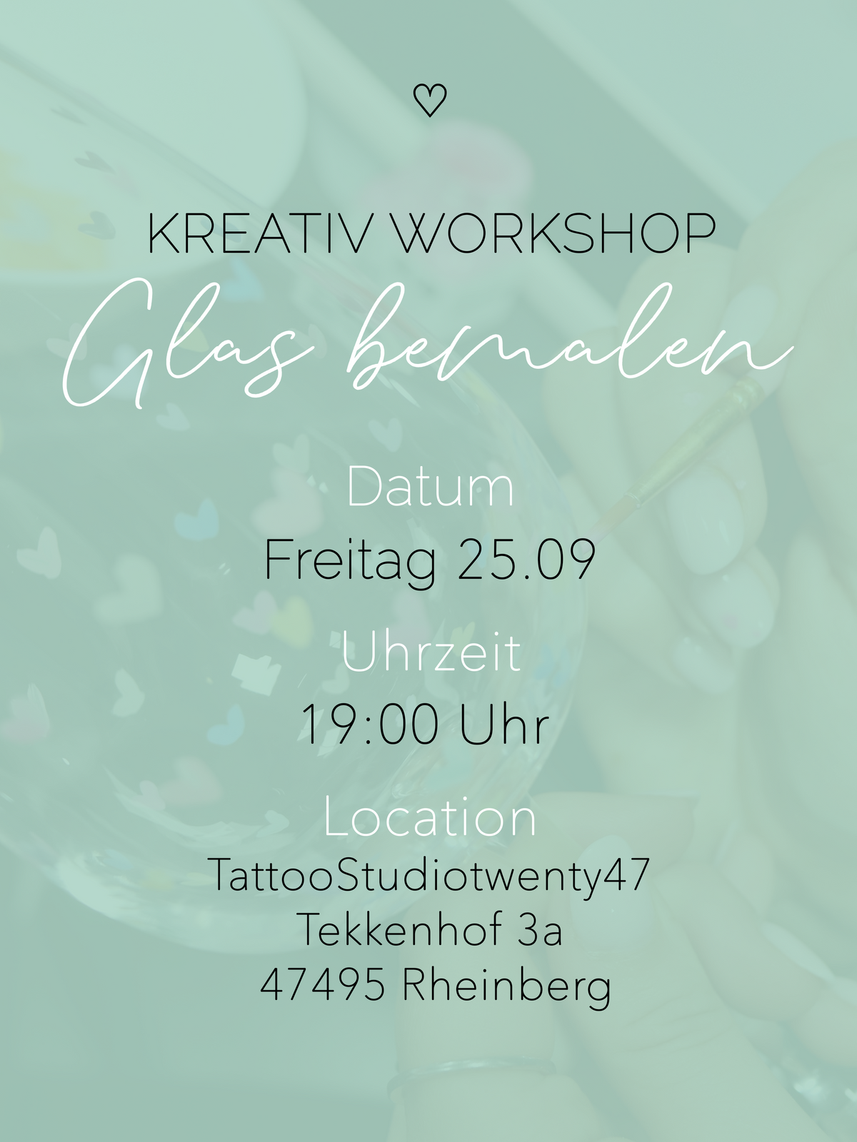 KreativWorkshop Glas bemalen 25.09.26 RHEINBERG